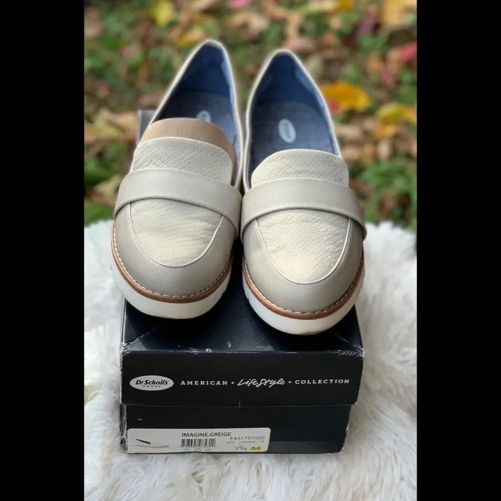 Dr Scholl’s Wedge Loafer Taupe Comfort Slip On Shoes Women 7.5 Imagine